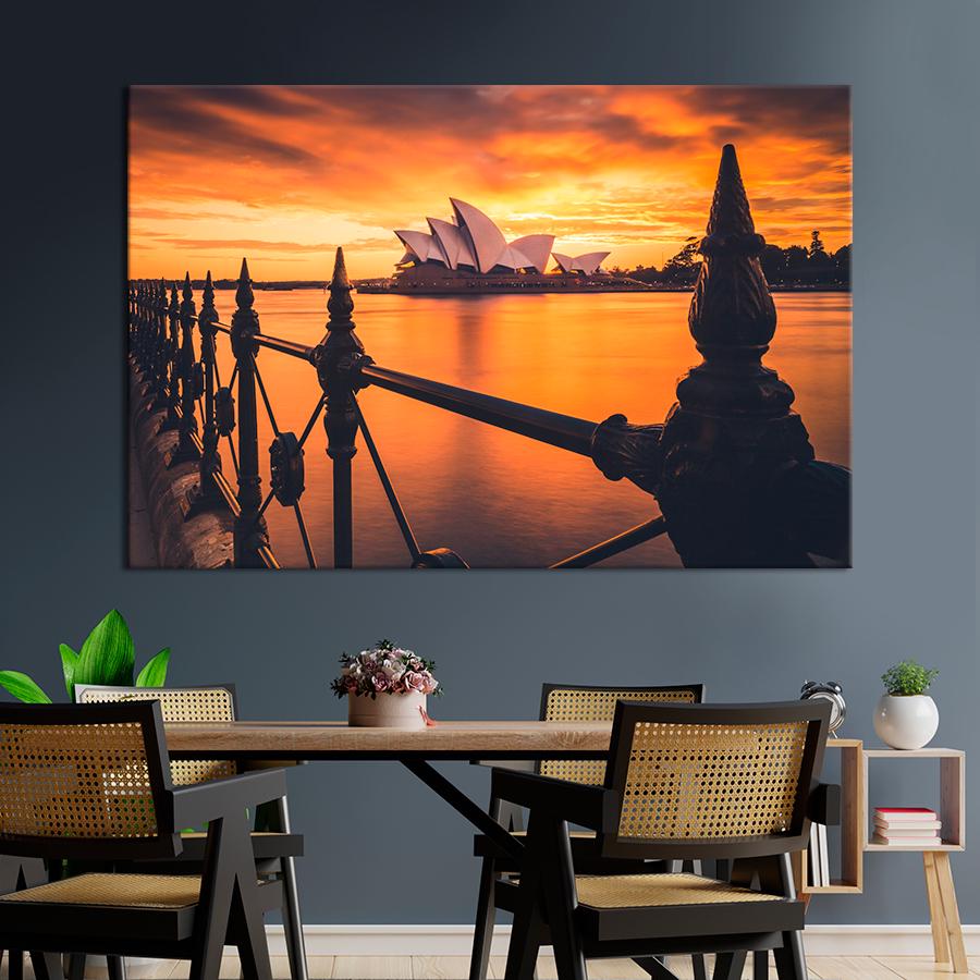 Картина город Вид с набережной на Сиднейский оперный театр 120x80 см (A731-1)