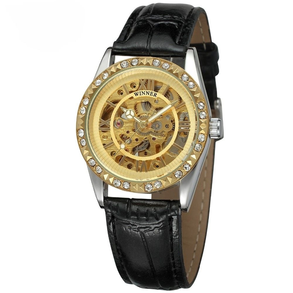 Годинник наручний жіночий Winner Lux Black (01357)