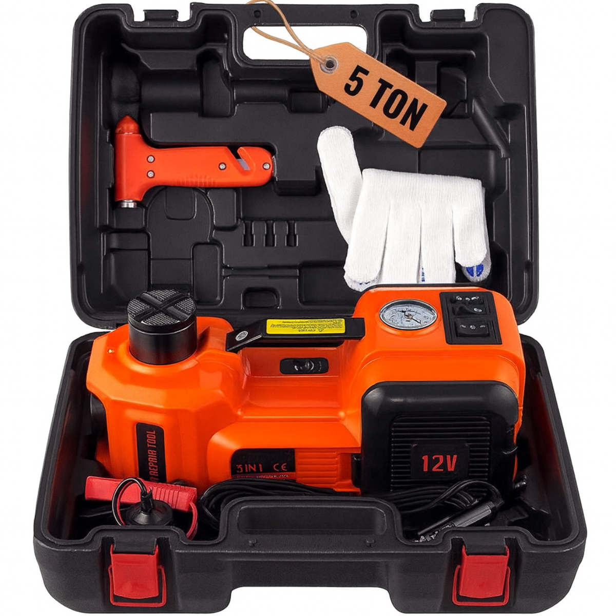 Домкрат электрический 12V 3в1 с компрессором и фонарем 5 тонн 180W встроенным насосом для подкачки шин (29164415) Домкрат электрический 12V 3в1 с компрессором и фонарем 5 тонн 180W встроенным насосом для подкачки шин (29164415)