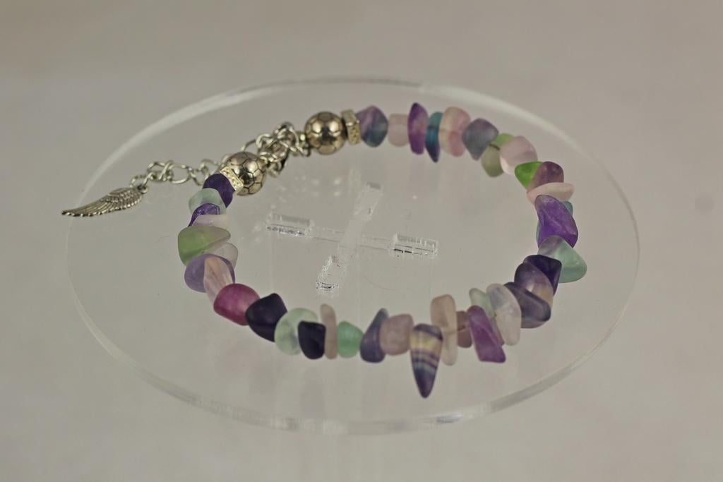 Браслет флюорит морозный стиль 19 см Серебристый (29955604)