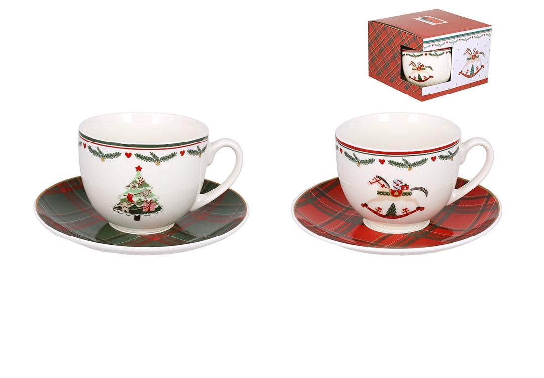 Набор фарфоровых кружек BonaDi 2 чашки 240 мл и 2 блюдца с 2 дизайнами (311-138)