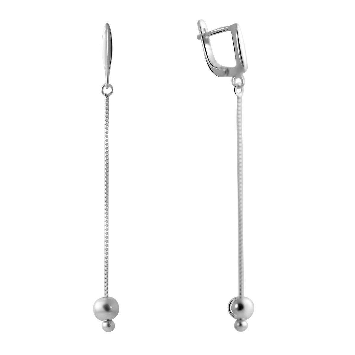 Серебряные серьги-протяжки с шариками удлиненной формы