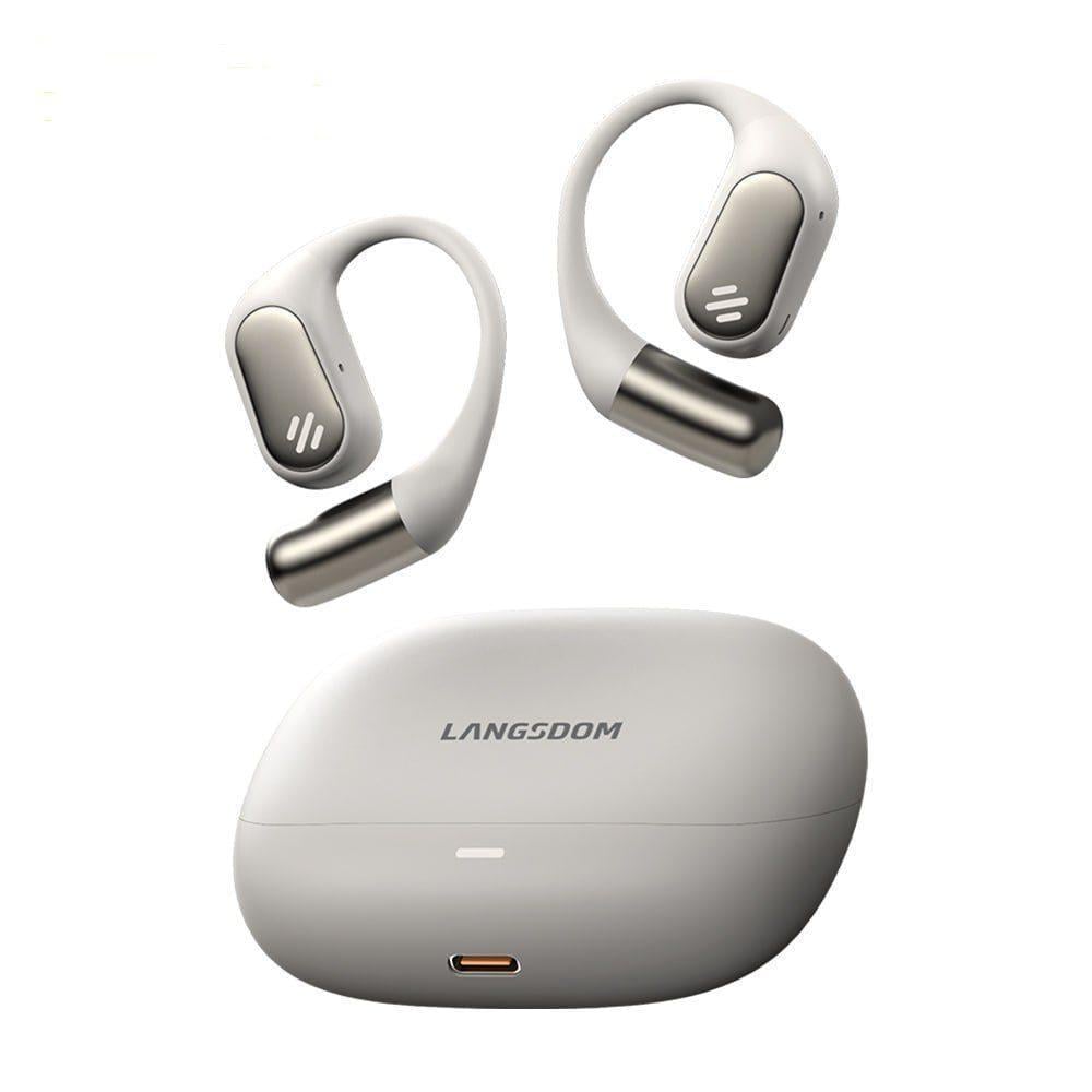 Наушники беспроводные костные Open-Ear Langsdom TE-07 Pro со скобкой за ухо Бежевый (7843877)