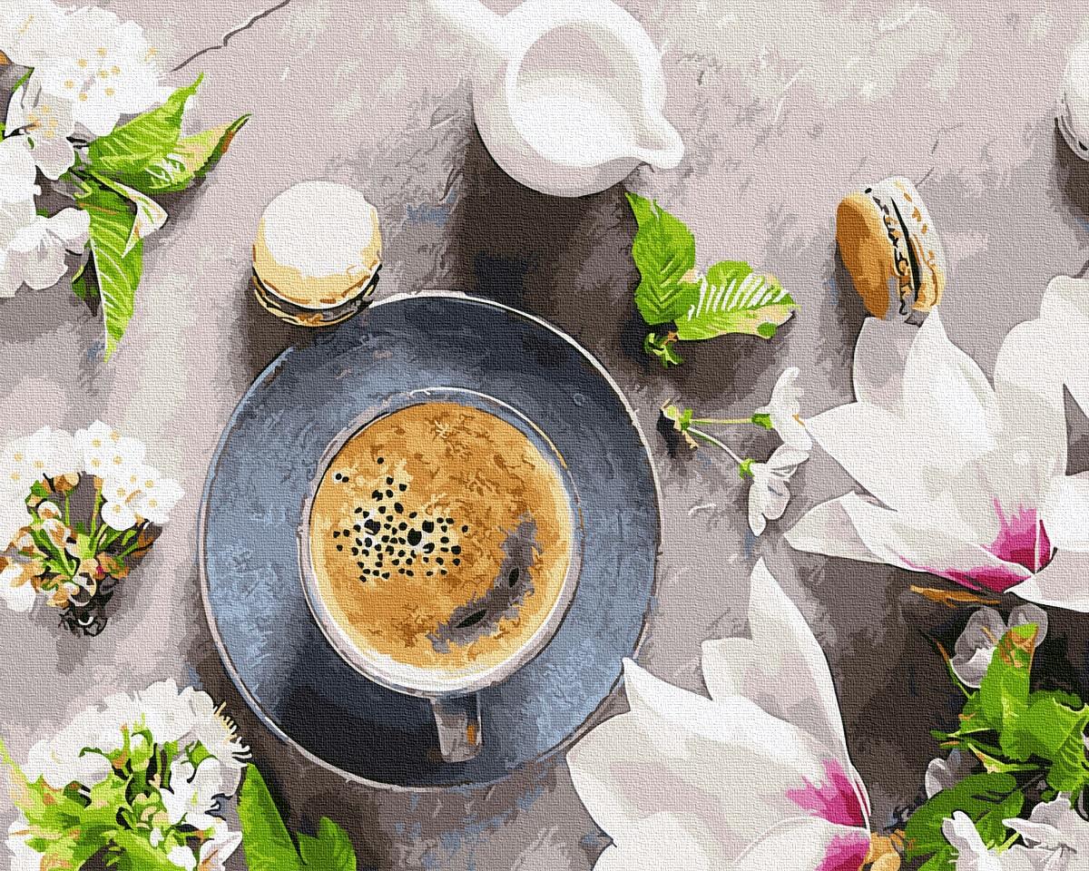 Картина по номерам Brushme GX34314 Кофе и цветы 40x50 см (1379041645)