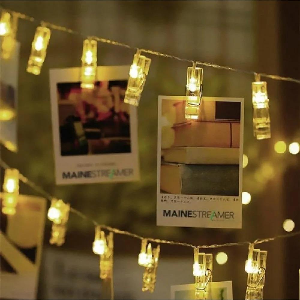 Гірлянда Прищіпки LED 20 2 батарейки Теплий білий (1-214/1-38)