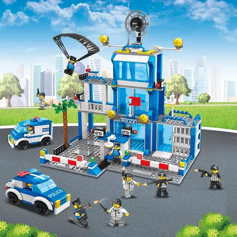 Конструктор City полицейский участок с тюрьмой/персонажами и машинками 753 дет. - фото 2