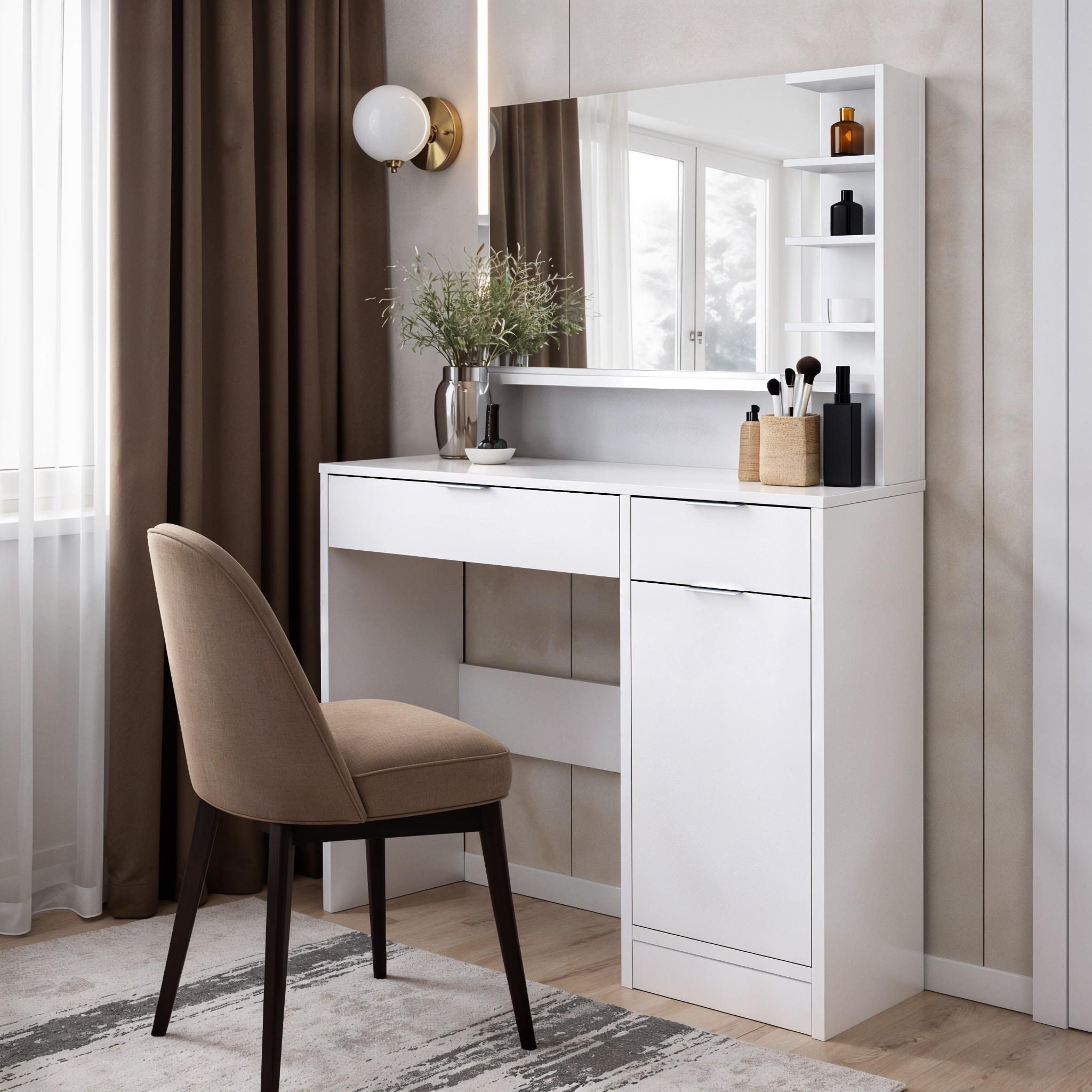 Туалетный столик с зеркалом Estelle 900x380x1350 мм Белый (DRS-011472)