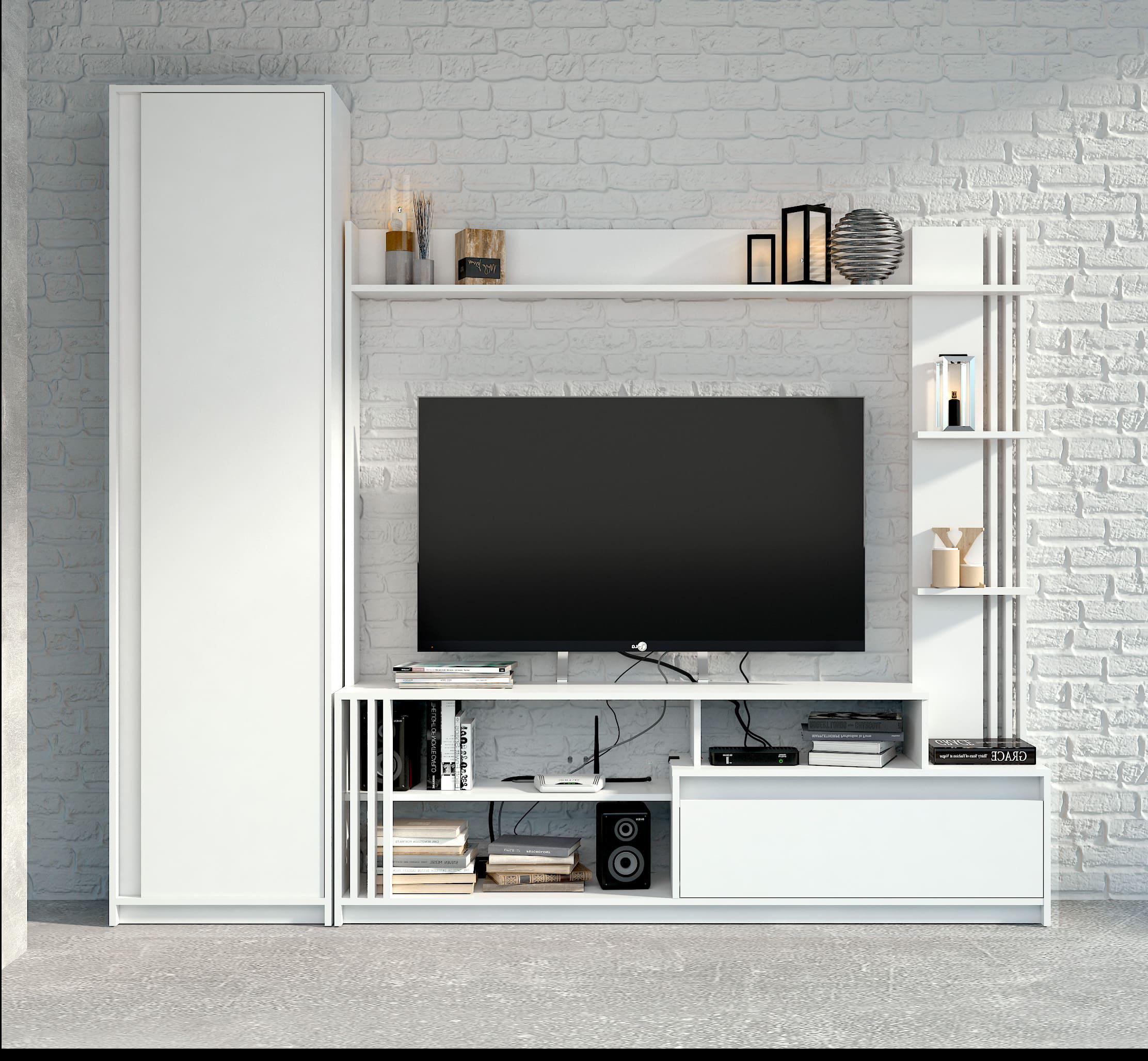 Стенка для гостиной Майстер Форм 20644 левосторонняя 2220х376х2000 мм Белый (11960)