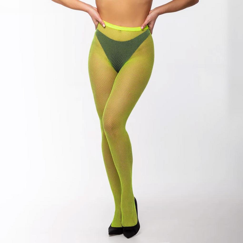 Колготы высокая посадка мелкая сетка неновые One Size Желтый (1901)