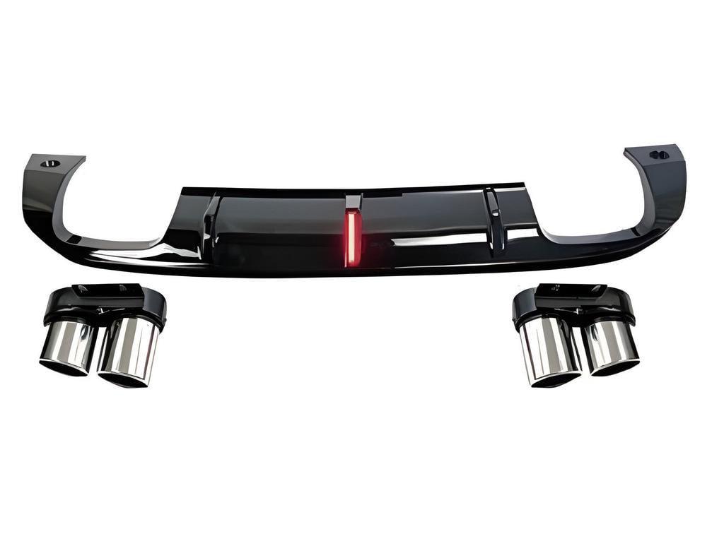 Диффузор задний с насадками QS-Style 2016-2024 GT Tuning для Audi Q2 2016- гг. ABS-пластик Черный (132209)