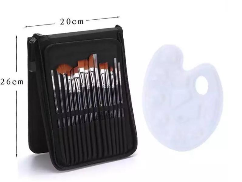 Набор кистей нейлоновых с палитрой и мастихином в черном пенале 15 шт. (1830479876) - фото 4 Набор кистей нейлоновых с палитрой и мастихином в черном пенале 15 шт. (1830479876) - фото 4