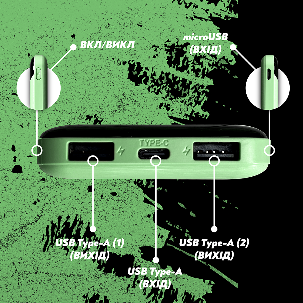 Повербанк Andowl Q-CD223Х1 20000 mAh зі швидкою зарядкою дисплеєм портами Micro USB/Type C Зелений (075b9576) - фото 6 Повербанк Andowl Q-CD223Х1 20000 mAh зі швидкою зарядкою дисплеєм портами Micro USB/Type C Зелений (075b9576) - фото 6