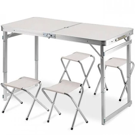 Стол раскладной со стульцями 4 шт. Белый (21724698)