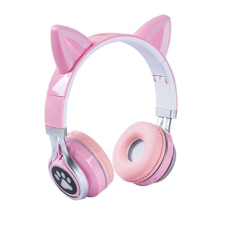 Наушники детские Кошачьи Ушки 15ME Bluetooth с подсветкой и плеером Pink (e6ade03e)