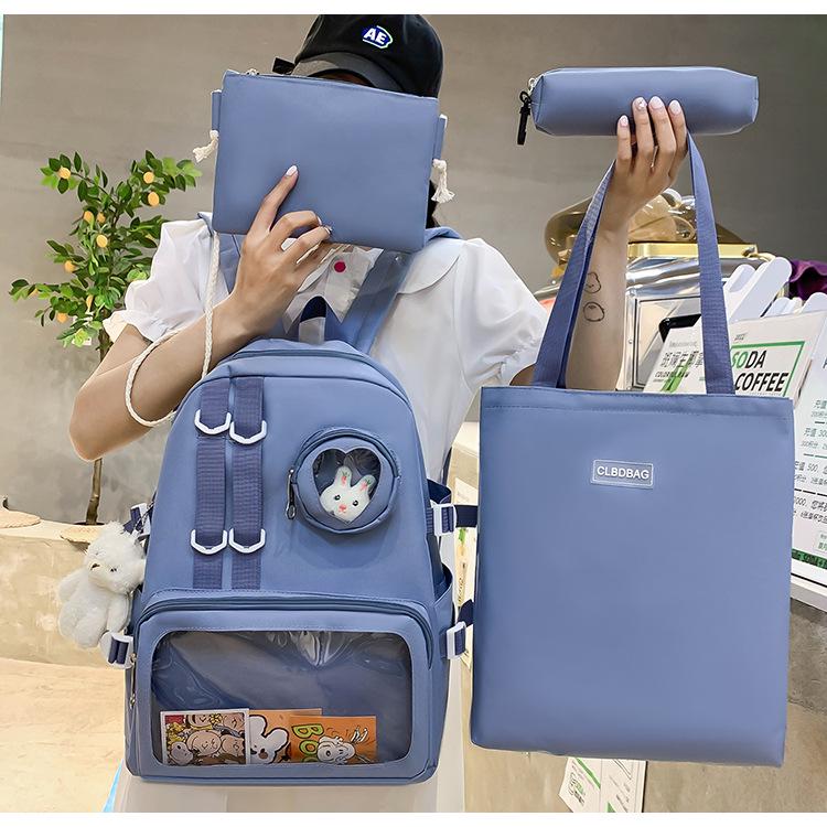 Шкільний рюкзак для дівчинки Ведмедик з значком-зайчик 4в1 5-11 клас Синій (27667927) - фото 2 Шкільний рюкзак для дівчинки Ведмедик з значком-зайчик 4в1 5-11 клас Синій (27667927) - фото 2