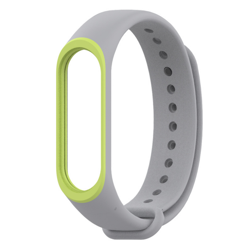 Ремінець для смарт-годинників Xiaomi Mi Band 4/3 MiJobs силіконовий з рамкою Сірий/Зелений (1644P)