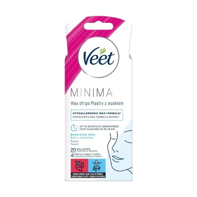 Восковые полоски для депиляции Veet Minima для чувствительной кожи лица 20 шт. (000007088)