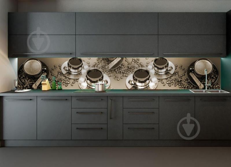 Наклейки кухонный фартук Zatarga Кофе с сахаром 650 х 2500 мм Темно-серый (Z180098/1)