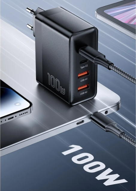 Зарядное устройство Essager 100W GAN USB-A Type-C White (0296) - фото 3 Зарядное устройство Essager 100W GAN USB-A Type-C White (0296) - фото 3