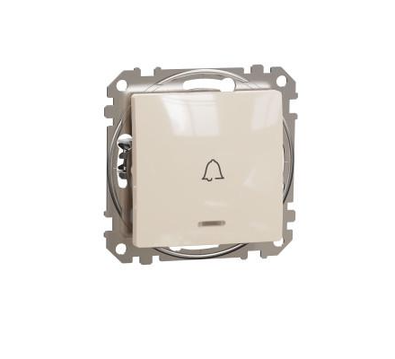 Выключатель Schneider Electric Sedna Design&Elements ABS-UV с символом Колокольчик с подсветкой 73х73х37 мм Бежевый (SDD112131L)