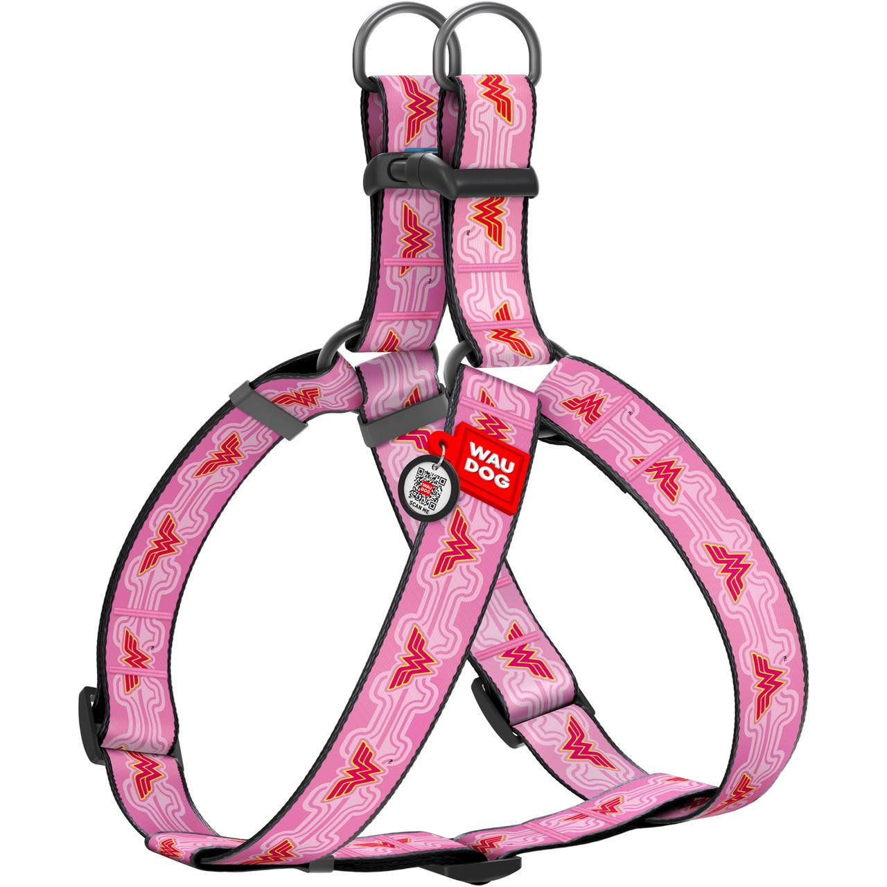 Шлея для собак Waudog Nylon з QR паспортом Чудо-жінка 1 пластиковий фастекс XL (324-2015)