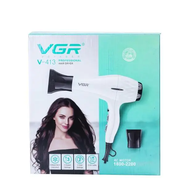 Фен з концентратором VGR V-413 з холодним обдуванням та іонізацією 2 насадки концентратора 2200 Вт Чорний (HPV413) - фото 9 Фен з концентратором VGR V-413 з холодним обдуванням та іонізацією 2 насадки концентратора 2200 Вт Чорний (HPV413) - фото 9