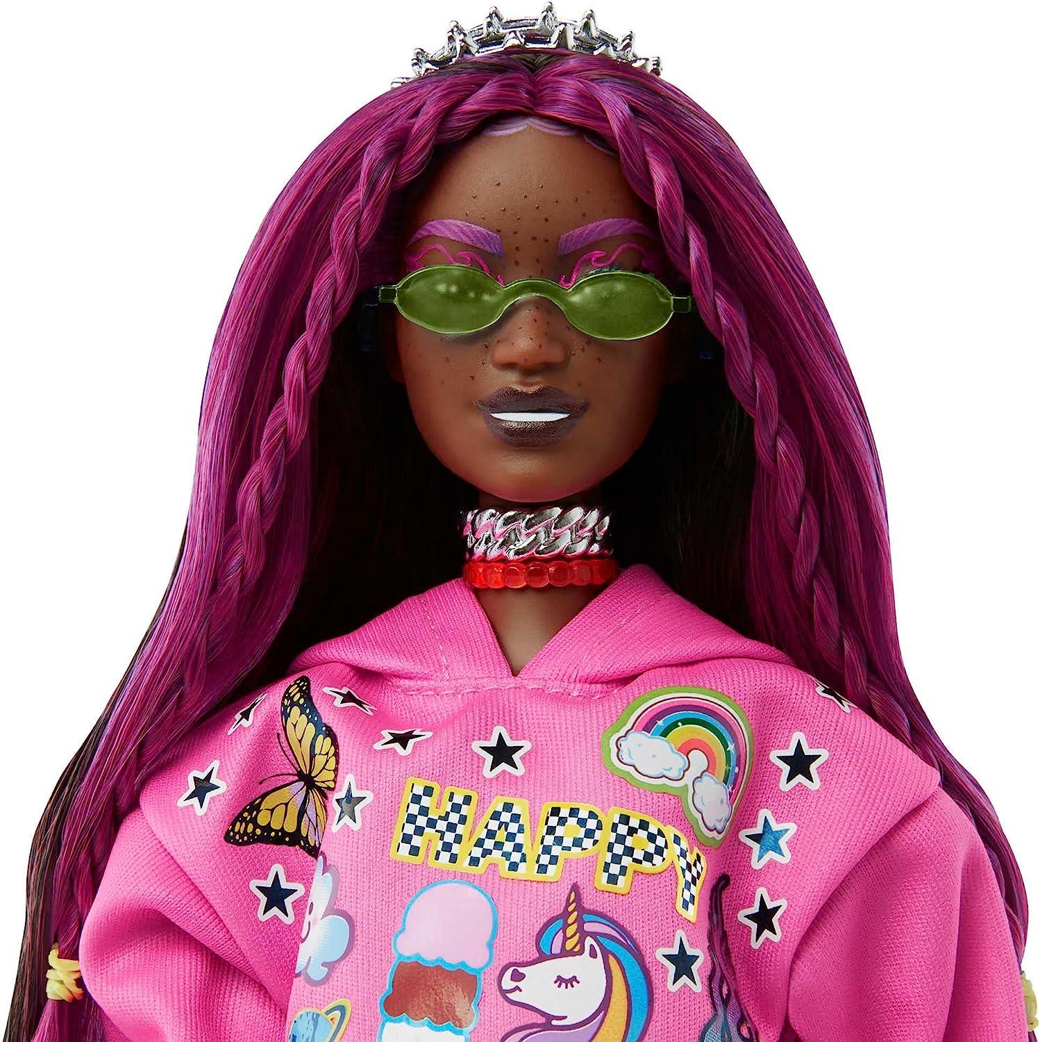 ᐉ Лялька Barbie Extra Doll Pink-Streaked Brunette Hair with Pet