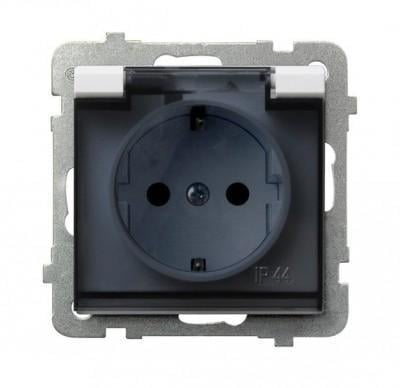 Розетка одинарная Ospel Sonata с заземлением и прозрачной крышкой без рамки Белый (29176561)