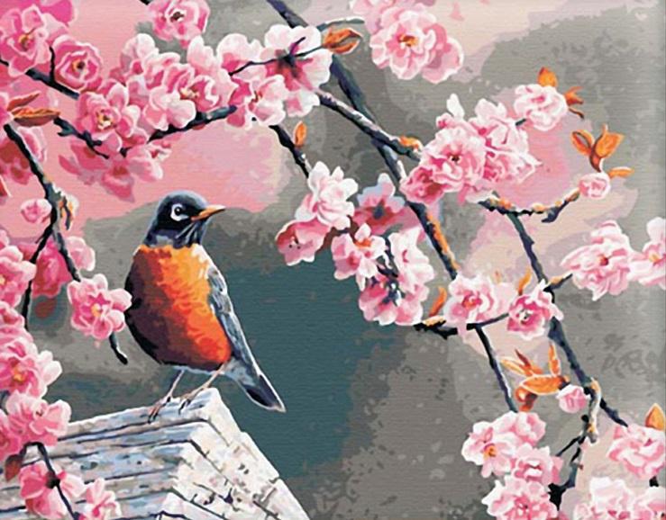 Картина по номерам Brushme Снегирь и сакура 40х50 см (G041)