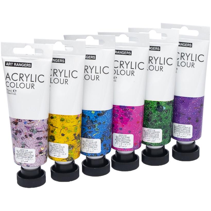 Художественные акриловые краски с блестками Art Rangers Acrylic glitter 6 цветов в тубах по 75 мл (FEA0675-G) - фото 7