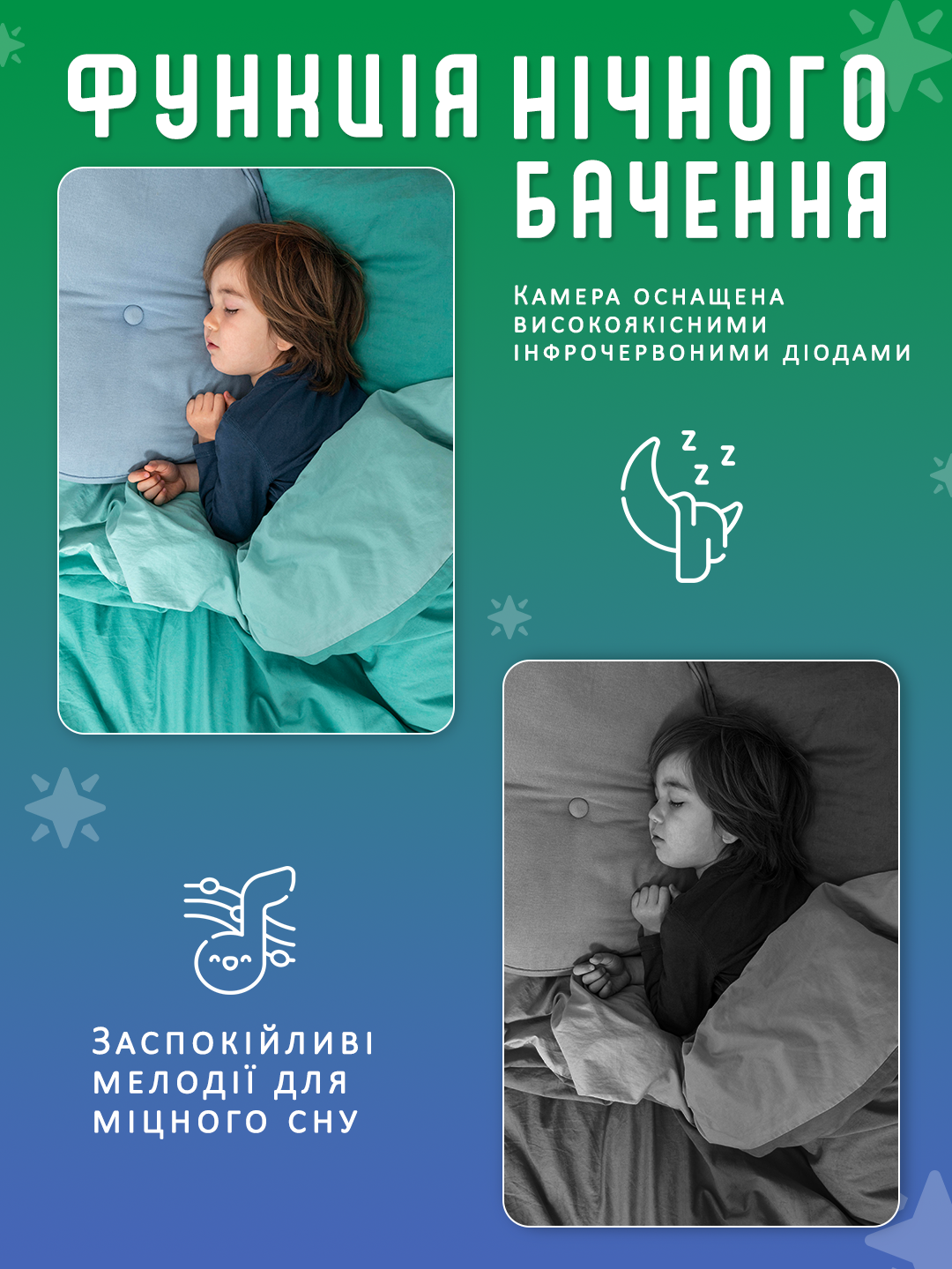 Відеоняня цифрова бездротова Andowl Q-SX903X1 з кольоровим дисплеєм 2,0" Білий (20b7fe98) - фото 5 Відеоняня цифрова бездротова Andowl Q-SX903X1 з кольоровим дисплеєм 2,0" Білий (20b7fe98) - фото 5