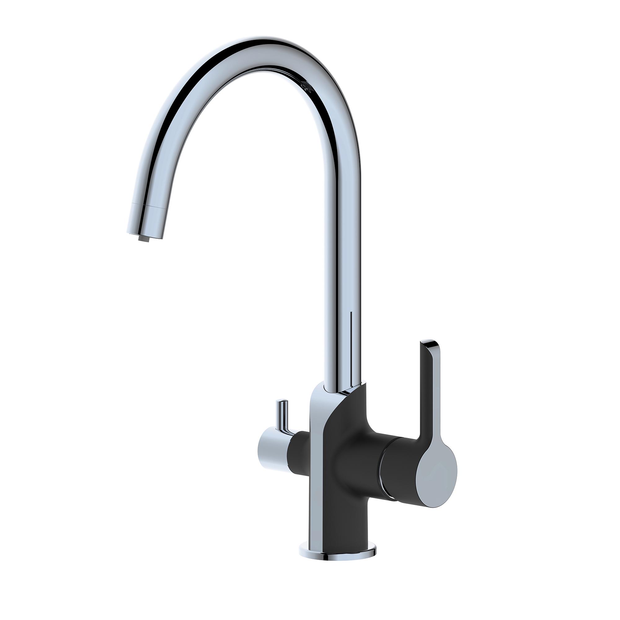 Смеситель для кухни Q-tap Grand QTGRA362CRB45669 на две воды Черный (233738)