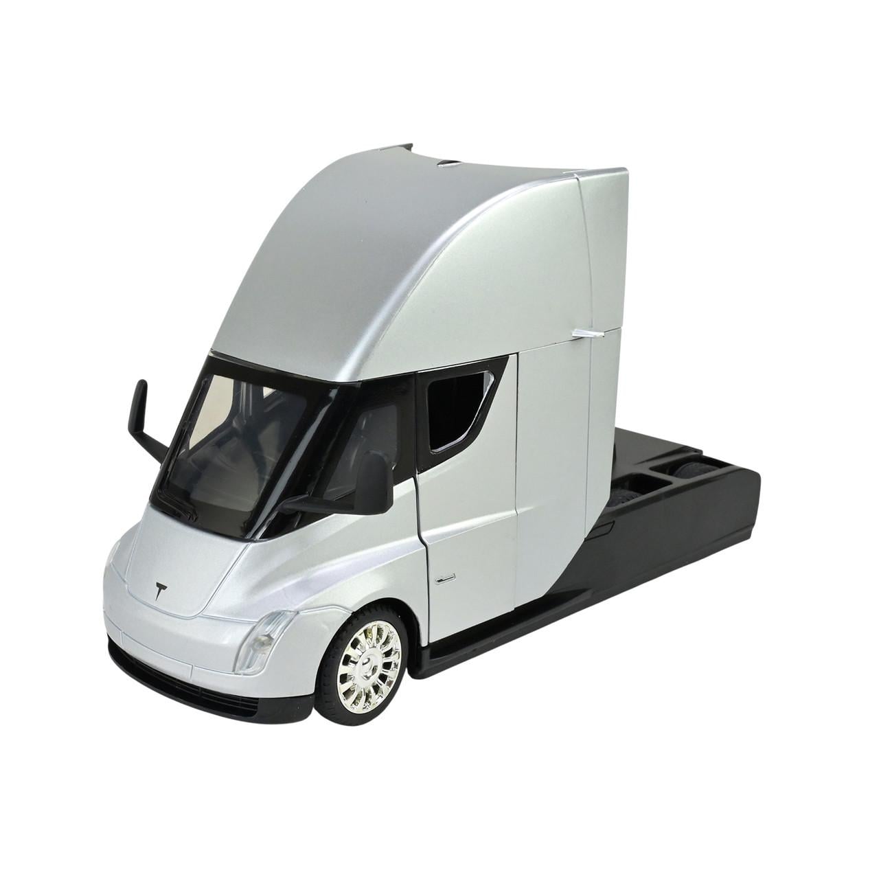 Машинка металлическая AP7731 Автопром Tesla semi truck head 1:24 свет звук открытия двери в коробке Серый (6900001201946)