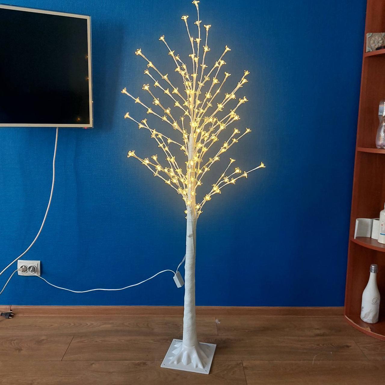 Гирлянда Сакура дерево с белым стволом 180LED 1,5м 220 В Теплый белый