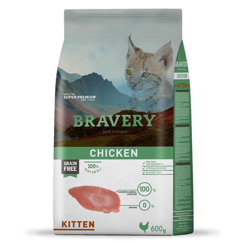 Корм беззерновой для котят Bravery Chicken Cat Kitten 600 г (2102951492)