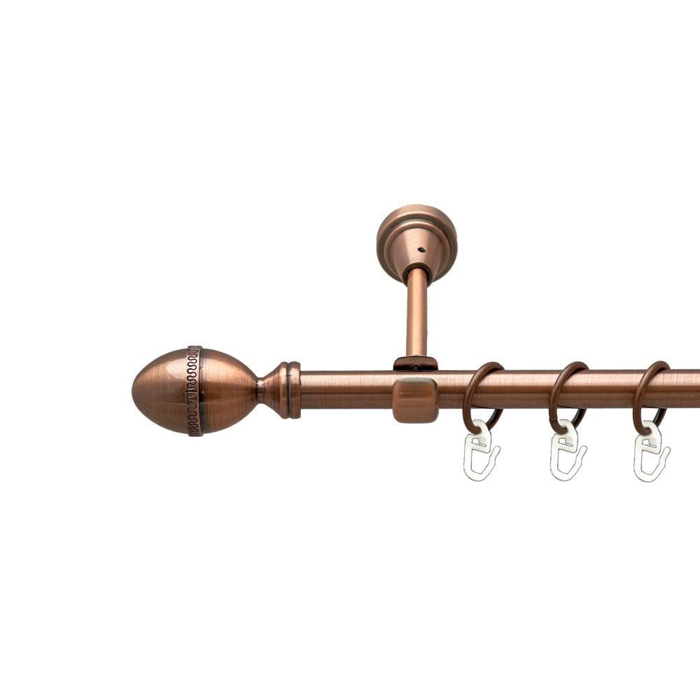 Карниз Orvit Фарже металевий однорядний відкритий гладка труба кільце металеве 16 мм 120 см Мідь (00-00019468)