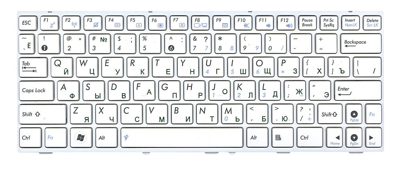 Клавиатура для ноутбука Asus EEE PC 1005HA/1008HA White Frame White