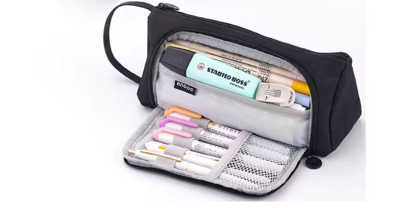 Косметичка раскладная Special на 2 отделения для канцелярии и косметики вельветовая Черный (R9305)