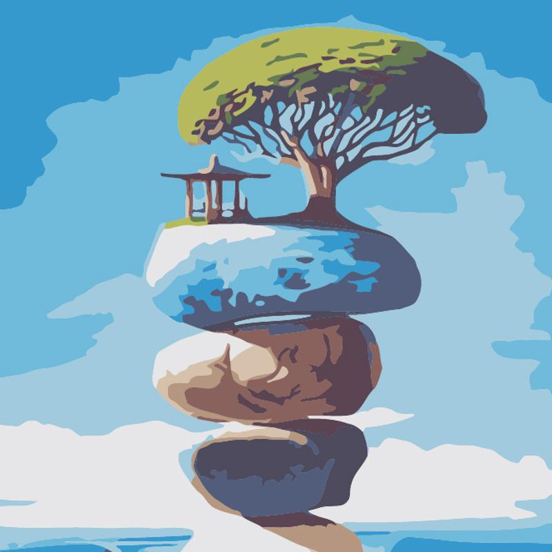 Картина по номерам Strateg Дом на камнях 20х20 см (HH5746)