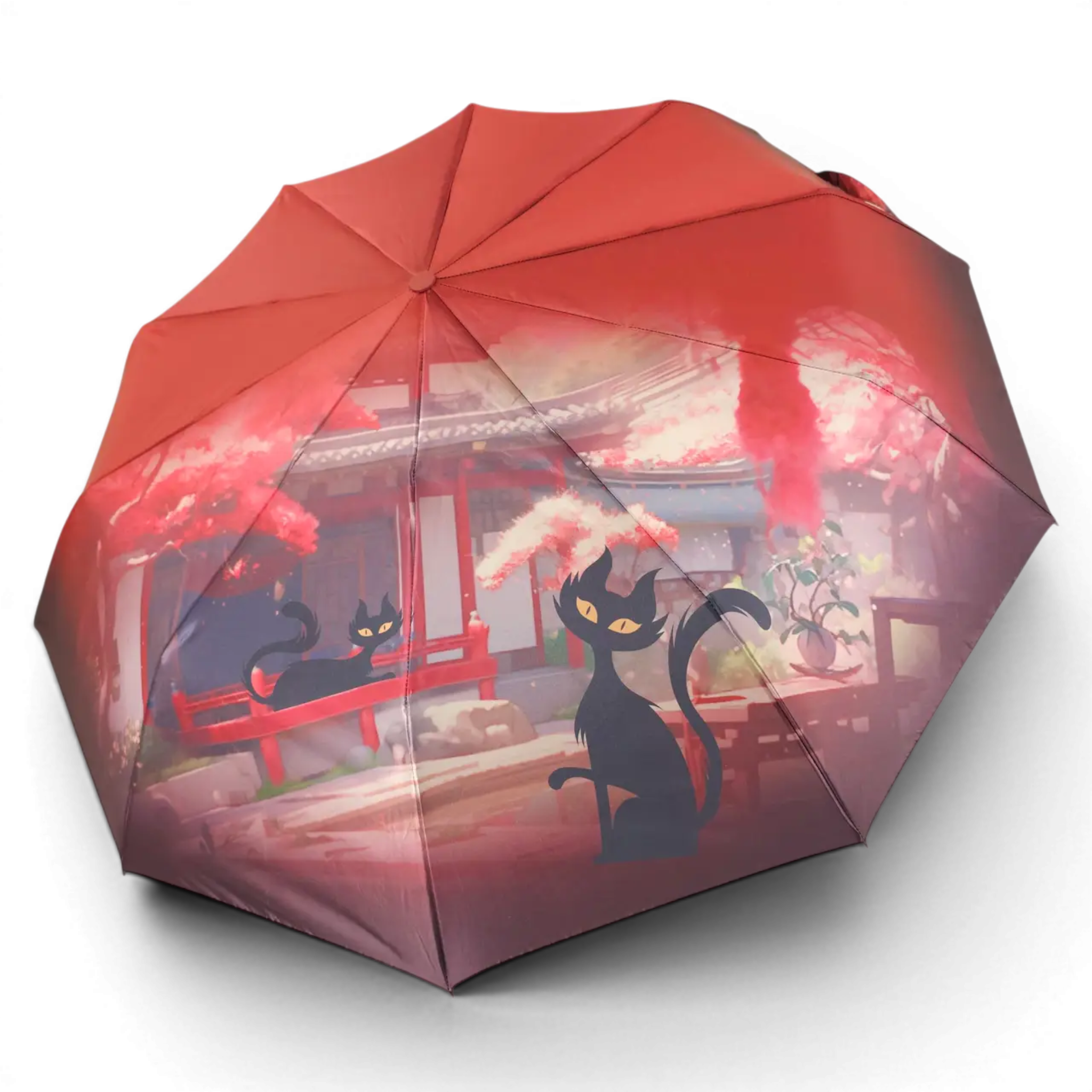 Зонтик женский автомат Rainwalker Cats R4054 на 9 спиц Red (12250Red)