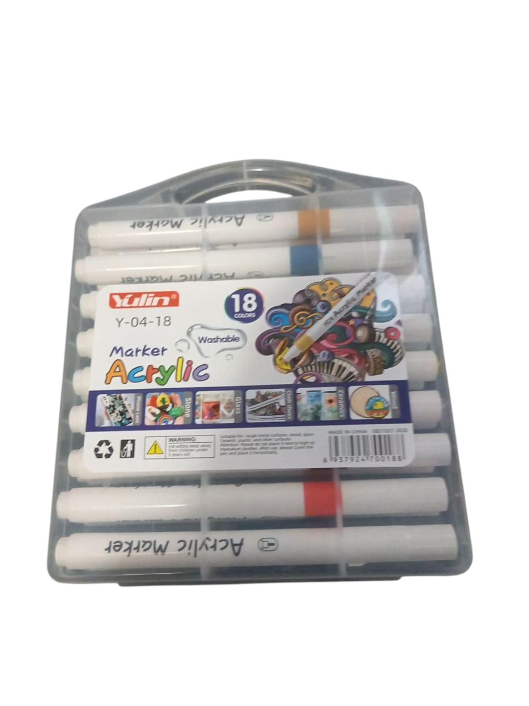 Маркеры акриловые Marker Acrylic Yulin Y-04-18 18 шт. в кейсе (30271972)