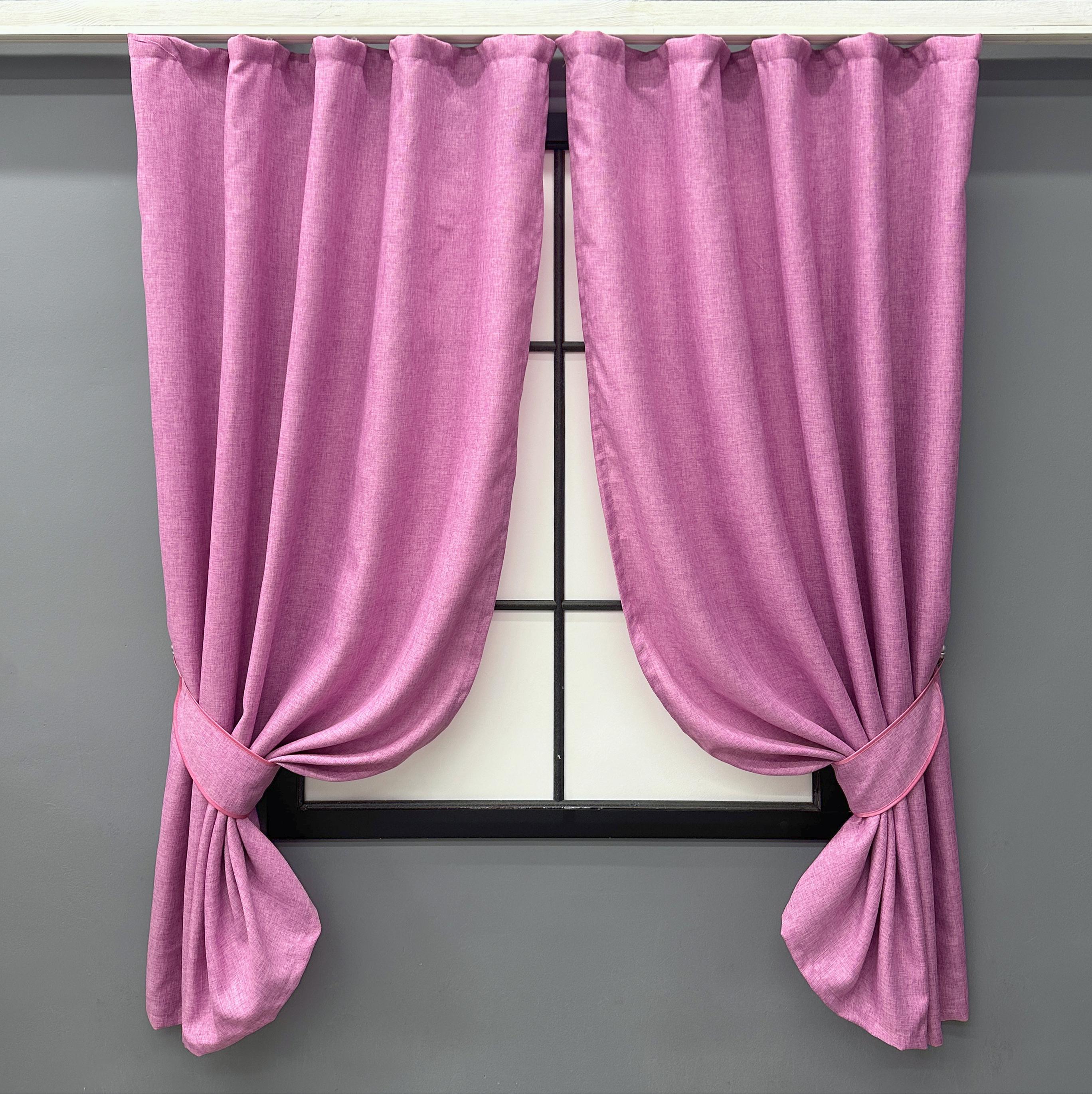 Комплект коротких штор VR-Textil Лен Мешковина №125ш 130х170 см 2 шт. Розовый (35-0355)