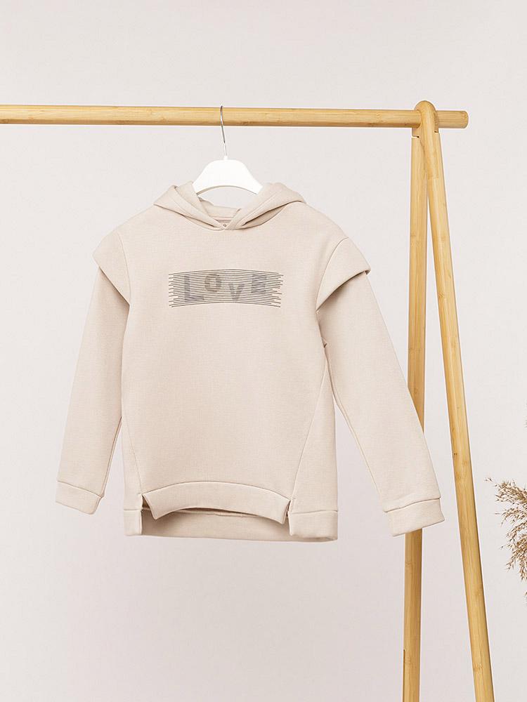 Худи для девочки ЦБ-00229892 140 см Бежевый (28575776)