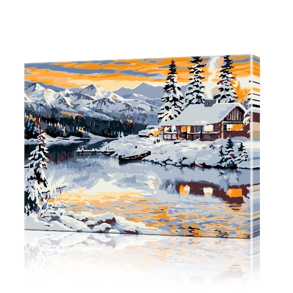 Картина по номерам ArtSale Дом в снежных горах PBN0422 40х50 см