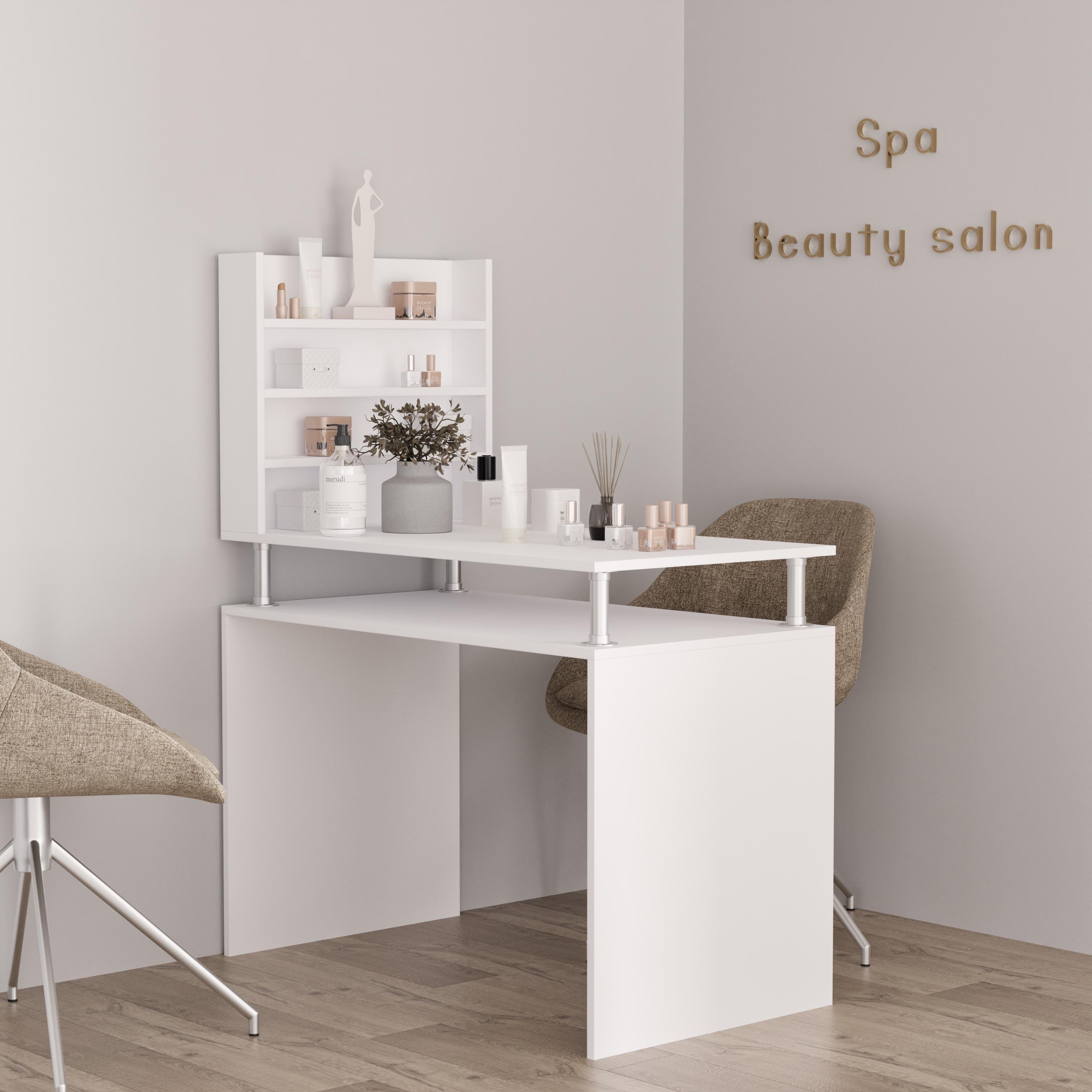 Стіл косметичний з полицями MNK-04 1000х550х1280 мм Білий