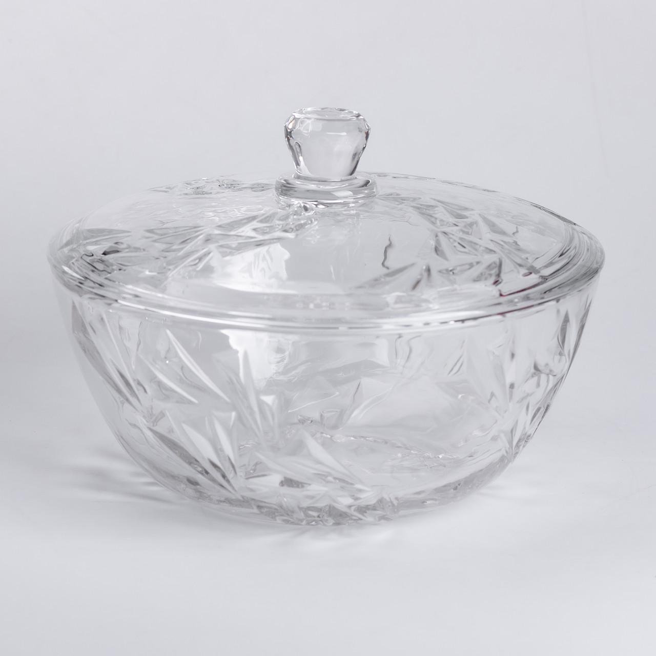Салатница стеклянная с крышкой под хрусталь 24 см (6008) - фото 3 Салатница стеклянная с крышкой под хрусталь 24 см (6008) - фото 3