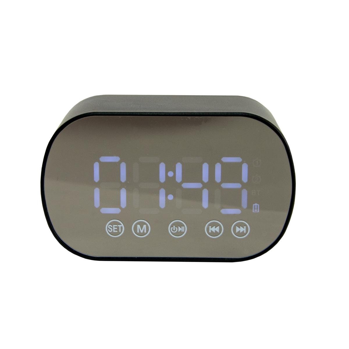 Годинник дзеркальний Clock Bluetooth Speaker з музичним будильником (1010529-Black) - фото 2