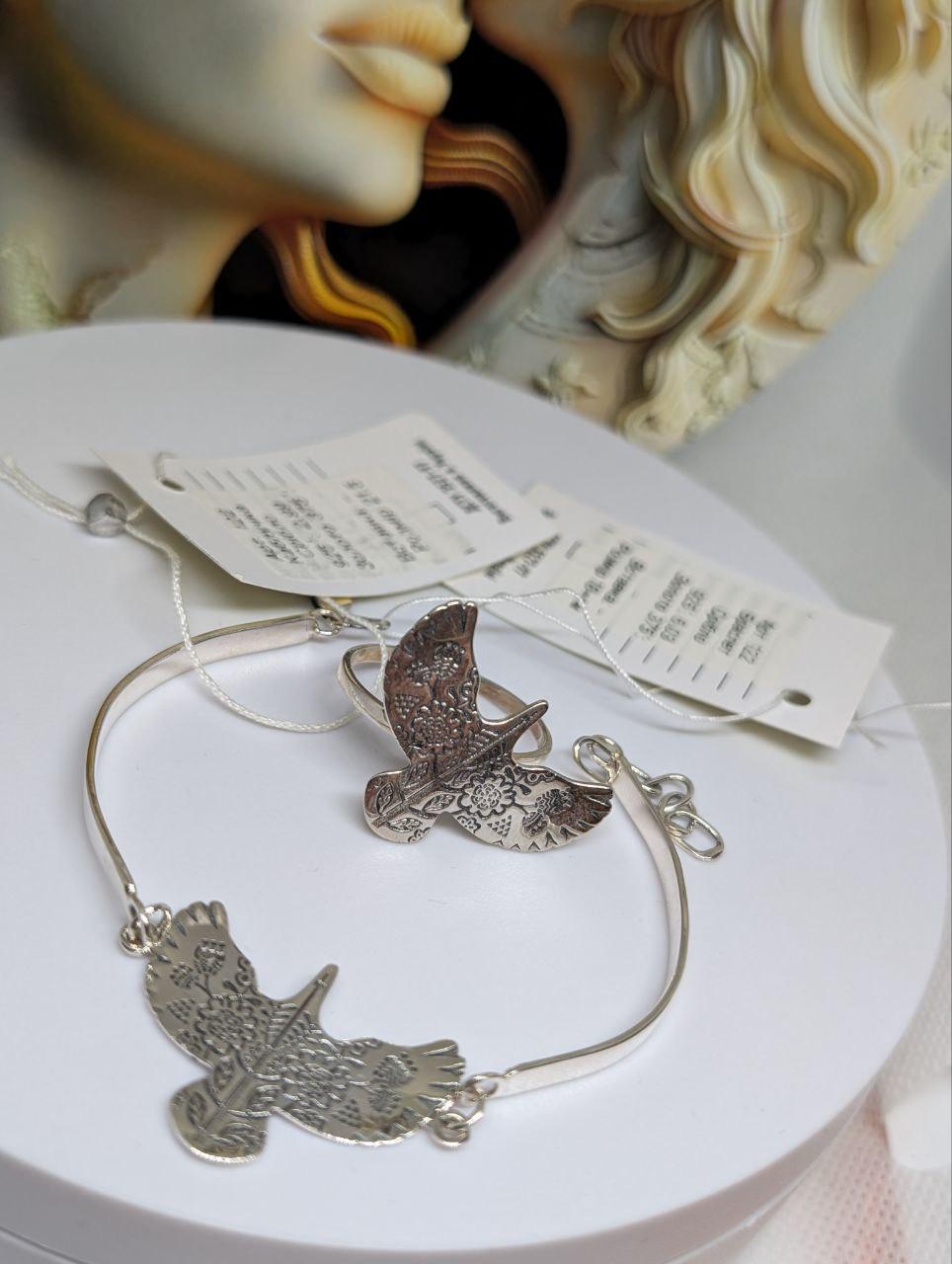 Комплект прикрас срібний Горлиця каблучка/браслет 925 проба (2429145396)