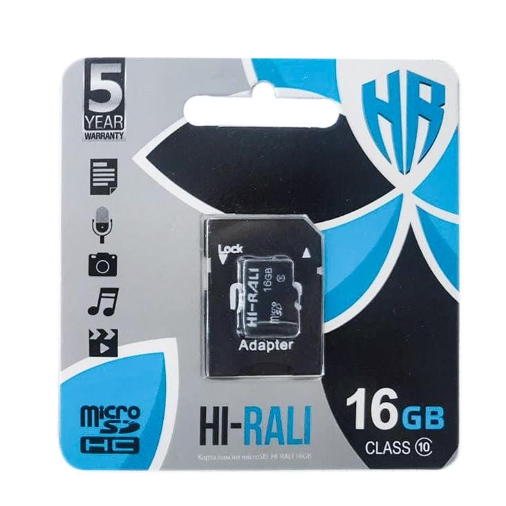 Карта памяти для телефона micro SDHC Hi-Rali 16 Гб с адаптером Class 10 (1009175-Other)