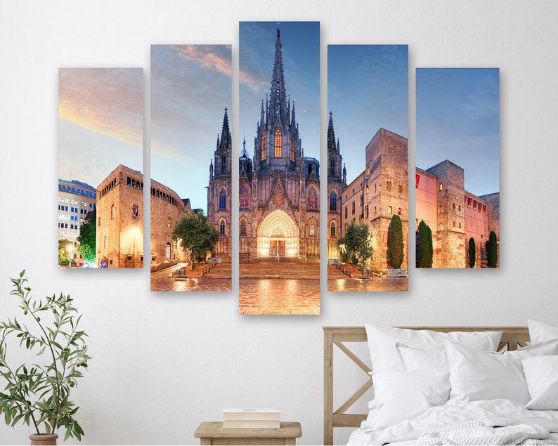 Модульная картина на холсте из пяти частей KIL Art Собор Святого Креста и Святой Евлалии в Барселоне 112x68 см (M51_M_390)